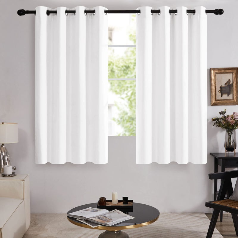Deconovo 100% Blackout Curtains, Thermal Insulated Window Drapes, Noise Reducing Panels, Black Liner Grommet Drapes, Bedroom Nursery Home Office, Pure White, 52W x 63L, 2 Panels - Image 2